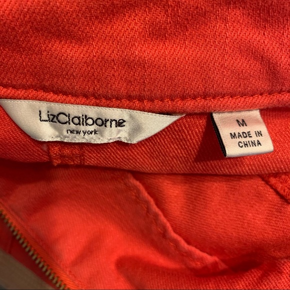 •Liz Claiborne• Coral Denim Zipper Jacket-Size XL - Picture 2 of 9